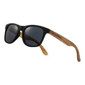 Unisex Wood Only Matte Black Frame Lens Men & Women Sunglasses Wooden Arms